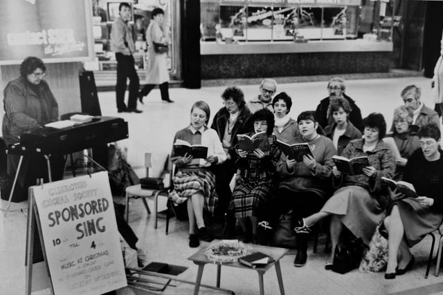 In the Kingdom Centre, Glenrothes in 1985 where Glenrothes Choral Society staged a sponsored sing.