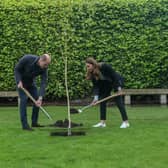 The Duke and Duchess planted the first tree during their visit to St Andrews.