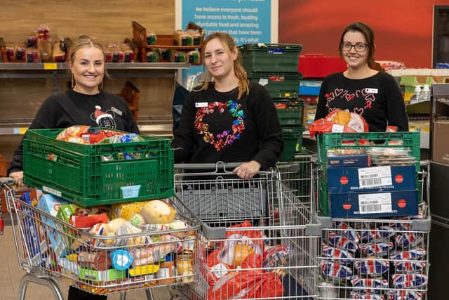 Aldi donates surplus food from all its stores to local charities and foodbanks when stores close early on Christmas Eve. (Pic: SWNS)