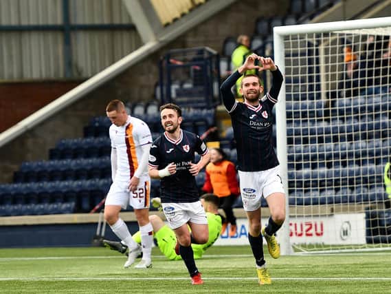 Sam Stanton celebrates scoring in 3-1 home win over Motherwell in Scottish Cup fifth round (Pic Fife Photo Agency)