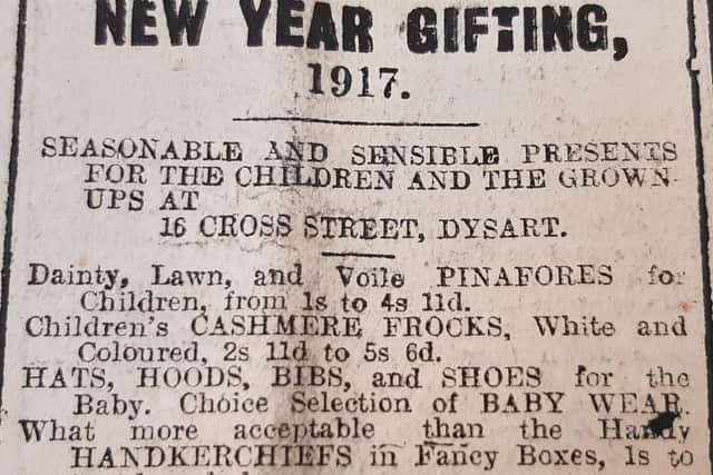 Advert from the Fife Free Press, December 1917