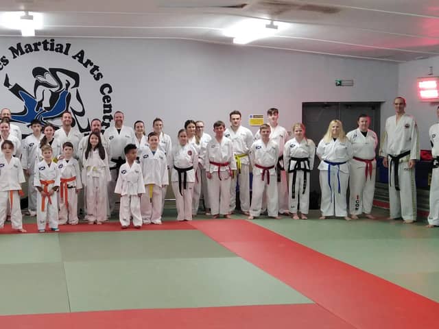 The group which took part in the taekwondo self defence seminar.