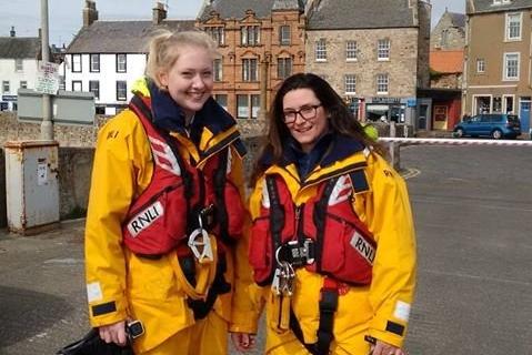 RNLI volunteers Danielle Marr and Louise McNicoll in June 2014