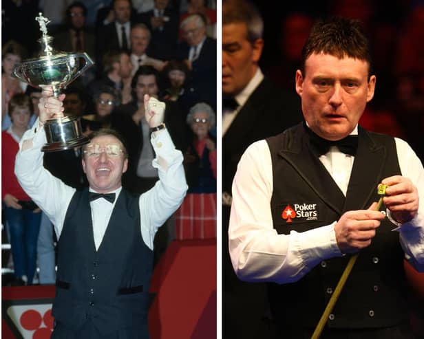 Dennis Taylor and Jimmy White are coming to Fife (Pics: Adrian Murrell/ John Gichigi/Getty Images)