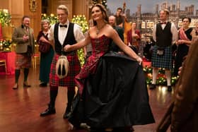 Cary Elwes as Myles and Brooke Shields as Sophie in A Castle For Christmas.