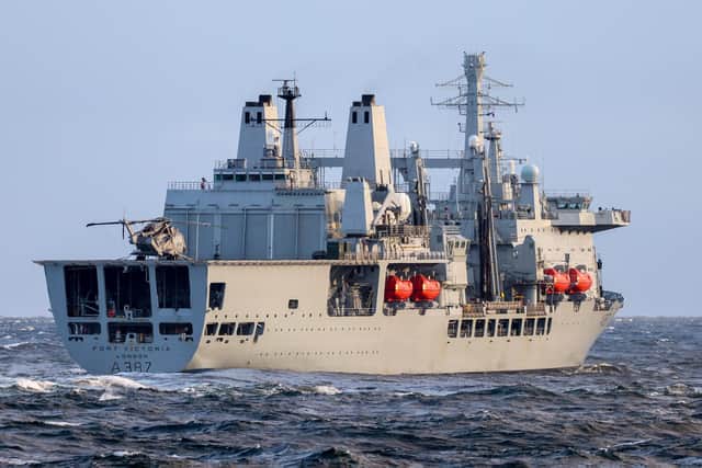 Royal Fleet Auxiliary ship, RFA Fort Victoria, carrying out a replenishment at sea (Pic: Jay Allen)
