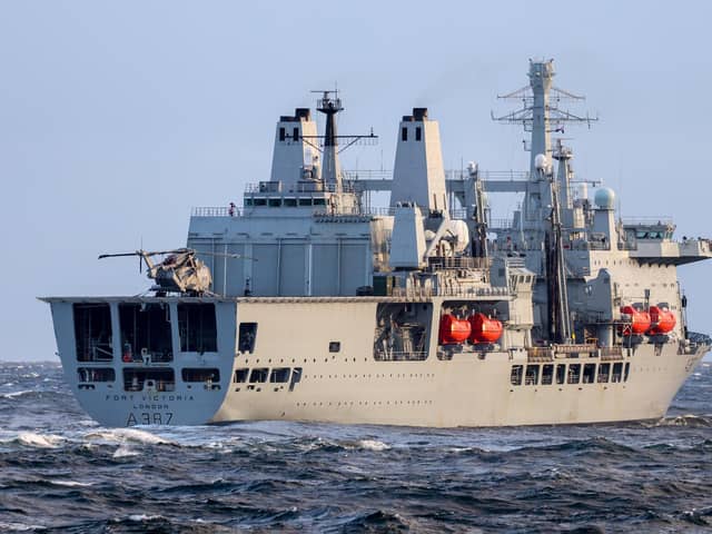 Royal Fleet Auxiliary ship, RFA Fort Victoria, carrying out a replenishment at sea (Pic: Jay Allen)