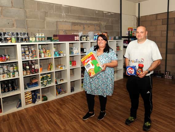 The new Nourish food distribution centre will open in The Mercat next few weeks.  Pictured are Lynne Scott and Rab Ramage.