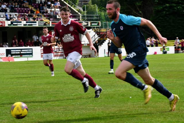 Sam Stanton on the attack for Raith Rovers versus Linlithgow Rose during their pre-season friendly on Saturday in West Lothian (Pic: Eddie Doig)