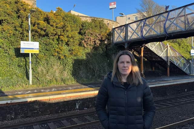 Melanie Ward MP at Burntisland Station  (Pic: Submitted)