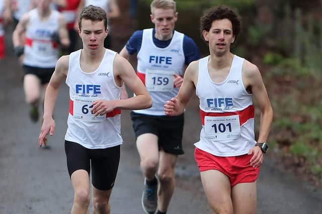 Ben Sandilands, left, and Sam Fernando, seen here in previous action, both performed well for Fife AC in the East District cross country event (picture by Peter Bracegirdle)