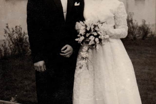 Peter and Rena Cargill on their wedding day on March 25, 1961.
