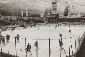 Fife Ice Arena - the view from the seats above the curling bar 