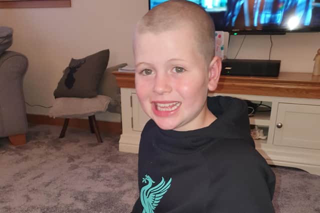 Jay Horner (10) from Coaltown of Wemyss who shaved his head for his tenth birthday to raise £500 for Help For Heroes - his dad,  Jack in the Army but has a serious back injury, sustained on exercise in Kenya 