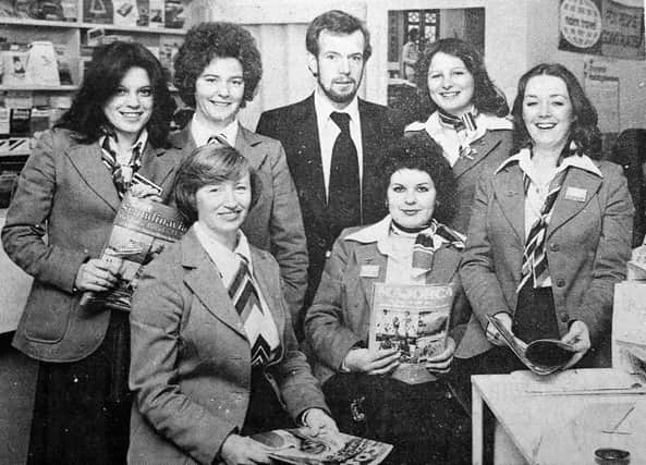 Pictured in 1978 are the staff of Nairn's Travel which was situated on Kirkcaldy High Street. Pictured are (back, l to r, Annmarie O'Donnell, Margaret Nicholson, Harry Kerr, Jackie Butler and Mary King, (front) Margaret Douglas and June Allison. 
