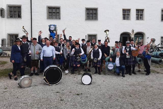The Kirkcaldy group with Hampara and Friends at the Courtyard of the New Castle. (Pic: Kulturamt; City of Ingolstadt)