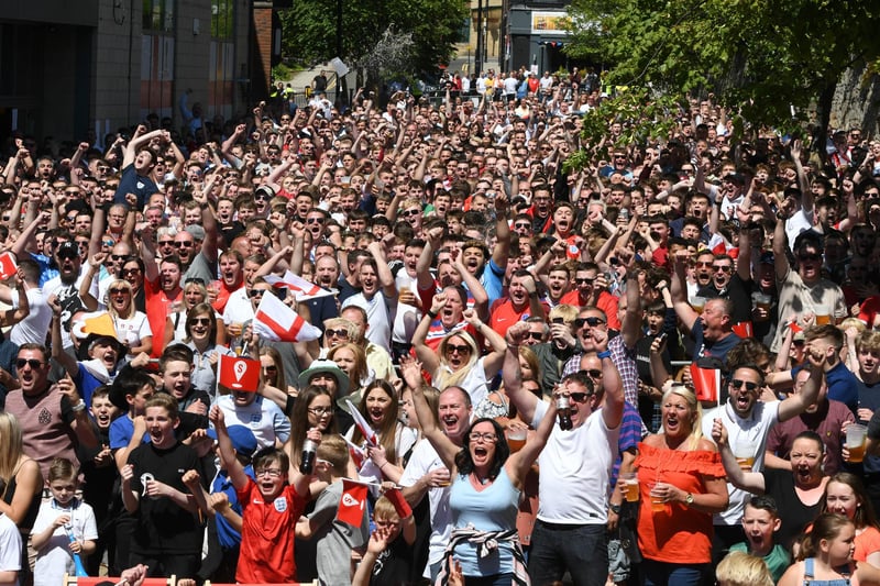 England fans watching the England v Panama World Cup match at the Sunderland BID fanzone in Low Row,. Can you spot someone you know?
