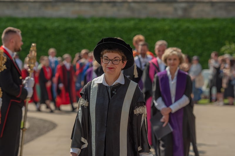 University Principal and Vice-Chancellor Professor Dame Sally Mapstone leading the academic procession.