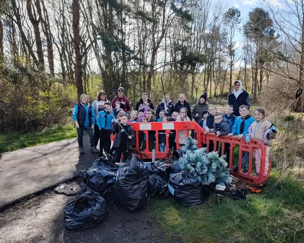 Members of the 24th Fife Beavers turned out to help clean up the Rabbit Braes on Saturday.  (Pic: submitted)