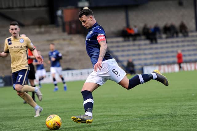 Kyle Bendictus in action against Forfar in March last year - the club's last match before lockdown (Pic: Fife Photo Agency)