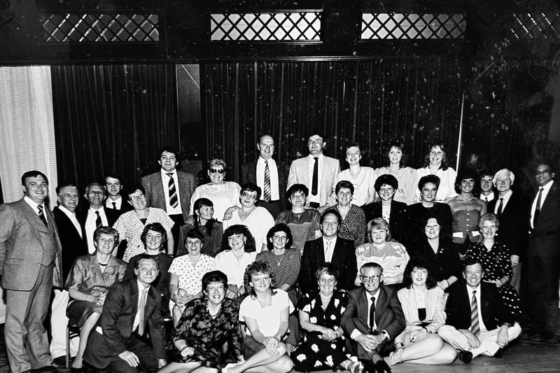 A dinner dance to recognise the service of staff at Beckmans, Glenrothes, held at the Albany Hotel, Glenrothes, in 1989.