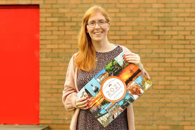 Cara Forrester from The Cottage with the Christmas Calendars. Pic: Fife Photo Agency.
