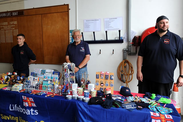 Volunteers from the RNLI at the charity's stall during its open day.