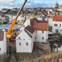 Work has begun in Pittenweem to repair the sea wall damaged by Storm Babet.  (Pic: Fife Council)