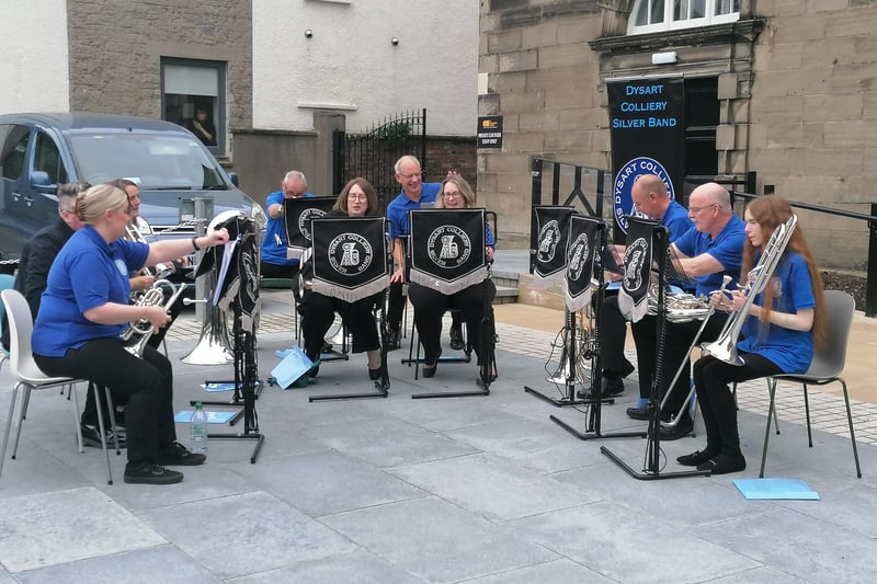 Dysart Colliery Silver Band performed outside the venue and also took centre stage