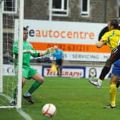 Gregory Tade goes close with an header against Queens back in 2010.