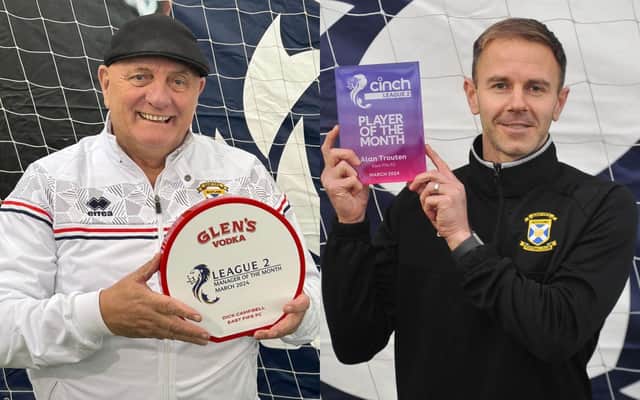 East Fife duo Dick Campbell and Alan Trouten have both earned their respective manager and player of the month awards (Photo: East Fife FC/SPFL)