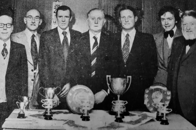 The prizewinners of the Kirkcaldy People’s Club and Institute who received their trophies and the annual dinner dance in the Causeway Restaurant.