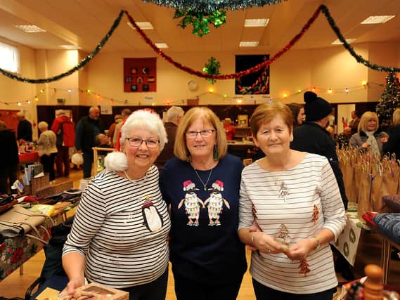 Diane Steedman, Jane Farrell & Elizabeth Duncan on the stalls at Pathhead Parish Church.