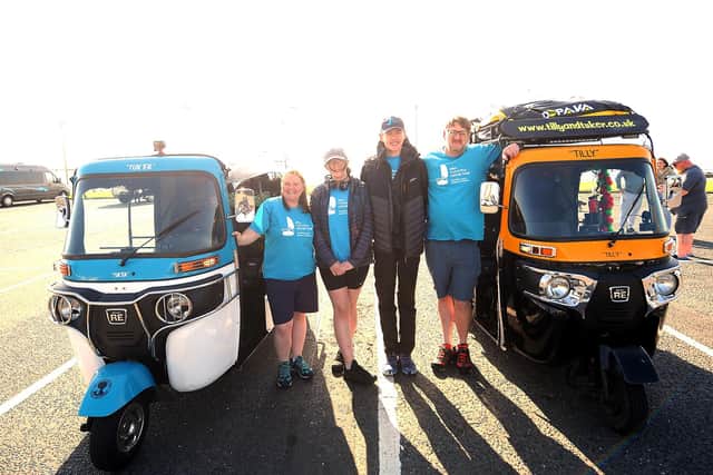 Stacey King , Becca, Dechlan & Bobby Tomlinson, set off from Kirkcaldy as they prepare to tackle the Scottish coast for charity (Pic: Fife Photo Agency)