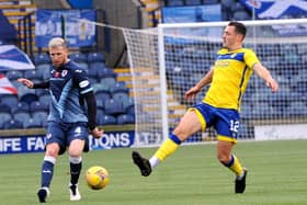 Iain Davidson clears against Morton during the 5-0 win in November (Pic: Fife Photo Agency)