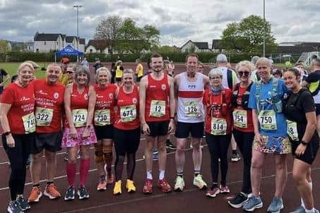 A group photo of Kirkcaldy Wizards who took part in the Tay Ten road race in Perth