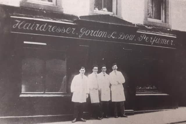 The original Kirk Wynd salon with Gordon Dow second from right