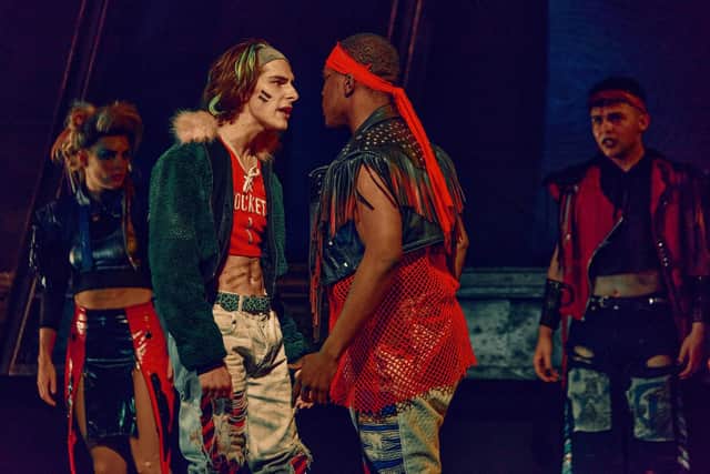 James Chisholm and Killian Thomas-Leferve on stage in Bat Out Of Hell