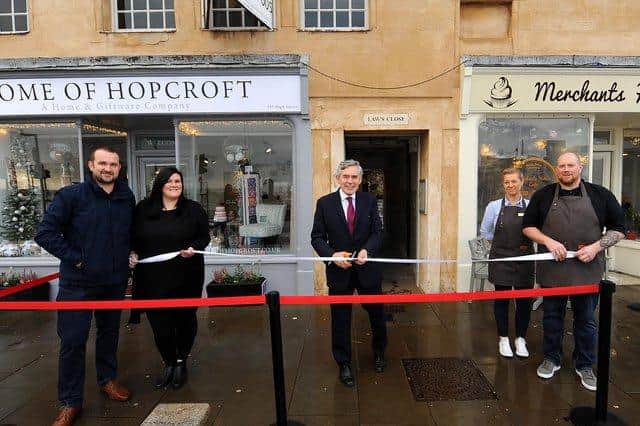 Home of Hopcroft was officially opened in December 2020 by former Prime Minister Gordon Brown. He is pictured with Greig and Charlene Hopcroft and Ricky and Marzena Barclay from Merchants House Cafe. Pic: Fife Photo Agency