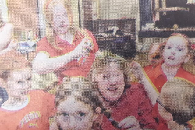 Youngsters from Dysart Kirk dying their hair red for Red Nose Day in 2007.