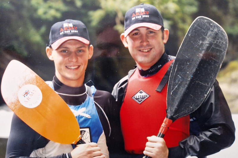 A photo from circa 2004 of canoeists  Mark Stafford and Chris McKeen taking part in a competition, but the caption offers no further information. The picture first appeared in the Glenrothes Gazette.