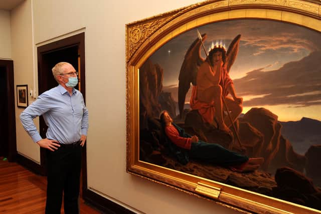 Gavin Grant admires 'Satan Watching the Sleep of Christ' by Joseph Noel Paton. Visitors will be able to see this on display at Kirkcaldy Galleries. Pic: Fife Photo Agency