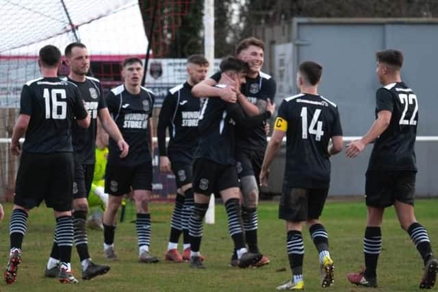 Kirkcaldy & Dysart players celebrate after completing remarkable turnaround by beating Arniston Rangers 5-3 (Pics Julie Russell)
