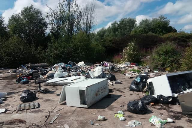 Fly-tipping Mitchelston Industrial Estate, Kirkcaldy on site of a former factory.