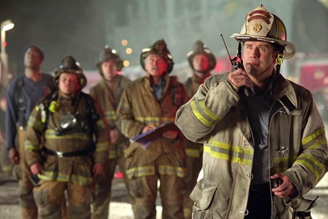 Ladder 49
It's got firefighters, it's got tragedy and drama ... and it might just reduce you to tears.
Joaquin Phoenix saves the life of a civilian but is trapped in a burning building with a broken leg. 
Outside, John Travolta is trying to rescue him as Phoenix's life flashes before his eyes.