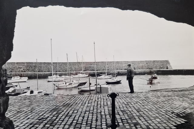 Taking a moment to enjoy the views across Dysart Harbour in the 1990s