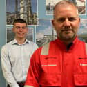Cammy Sneddon (left) and Nathan Pearse  with Jeroen Koutstaal, maintenance manager