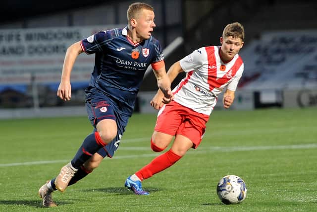 Scott Brown on the ball for Raith Rovers during their 1-1 draw  home to Airdrieonians at Kirkcaldy's Stark's Park on Saturday (Pic: Fife Photo Agency)
