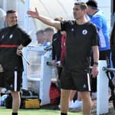 St Andrews United manager Robbie Raeside (right) on the touchline (Pic by John Stevenson)