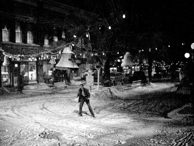 In this classic Christmas film, an angel is sent to help suicidal business man George Bailey (who is played by James Stewart), by showing Bailey what life would be like for others if he had never been born.
